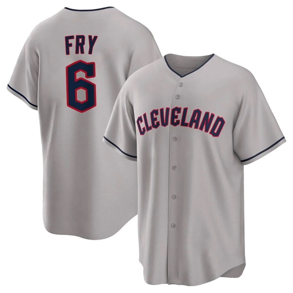 tocy C.Guardians #6 David Fry Player Gray Game Home Stitched Jerseys