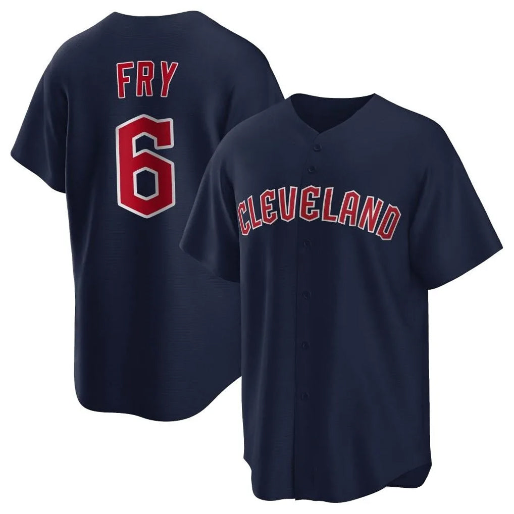 tocy C.Guardians #6 David Fry Player Navy Game Home Stitched Jerseys