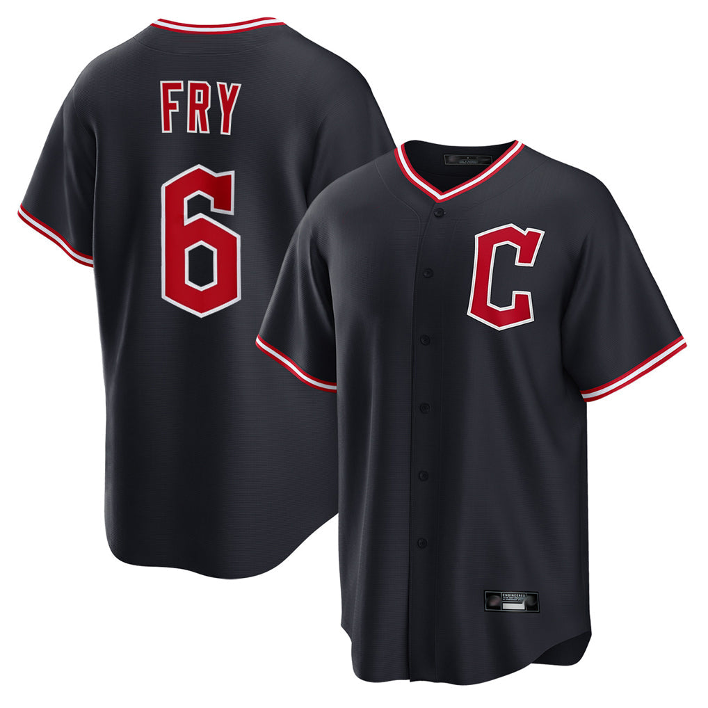 tocy C.Guardians #6 David Fry Player Navy Home Game Stitched Jerseys