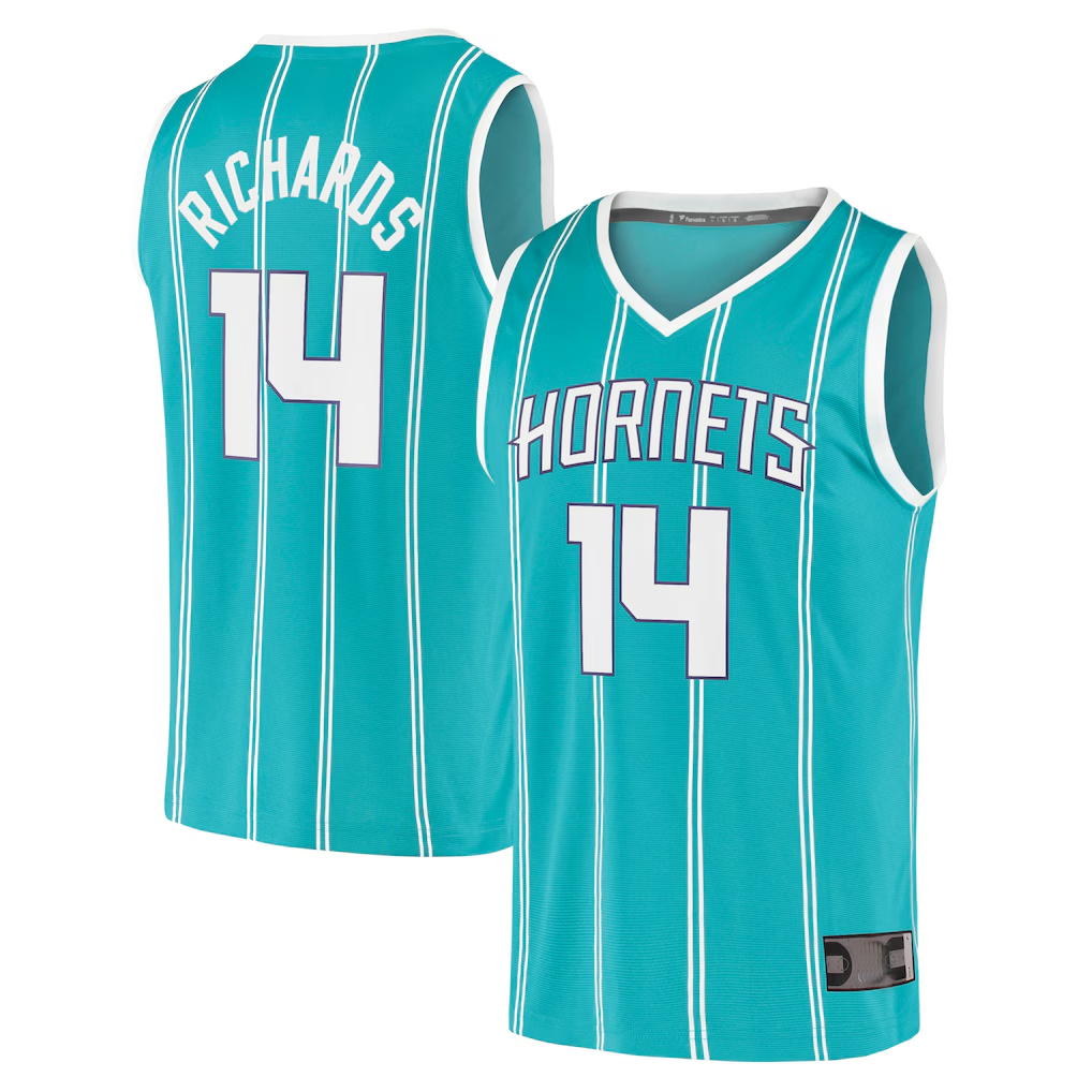 tocy C.Hornets #14 Nick Richards  Teal Fast Break Replica Jerseys - Icon Edition