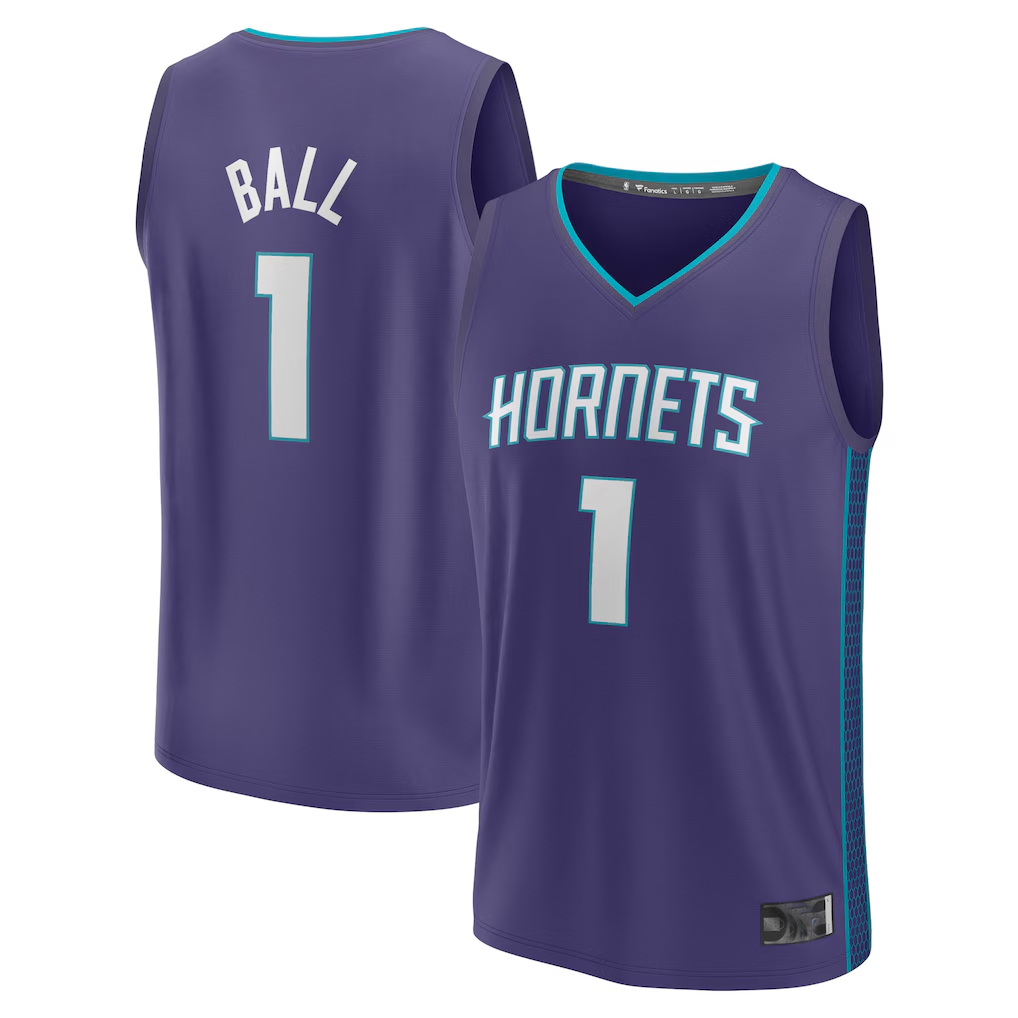 tocy C.Hornets #1 LaMelo Ball  Purple Fast Break Replica Player Jerseys - Statement Edition