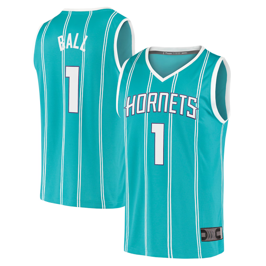 tocy C.Hornets #1 LaMelo Ball  Teal Fast Break Replica Jerseys - Icon Edition