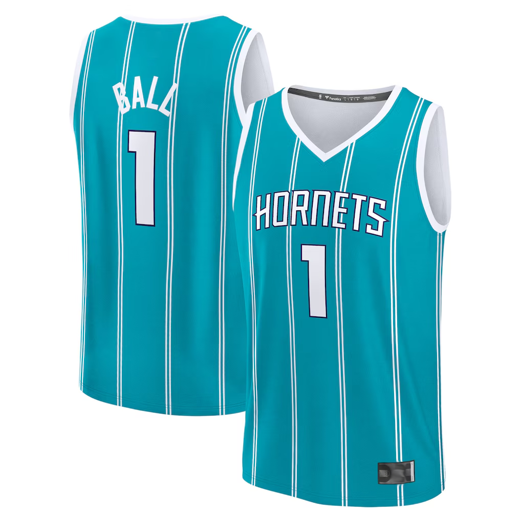 tocy C.Hornets #1 LaMelo Ball  Teal Fast Break Replica Player Jerseys - Icon Edition