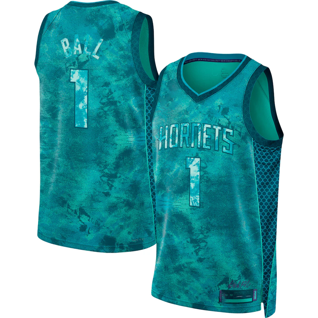 tocy C.Hornets #1 LaMelo Ball  Teal Select Series Swingman Jerseys