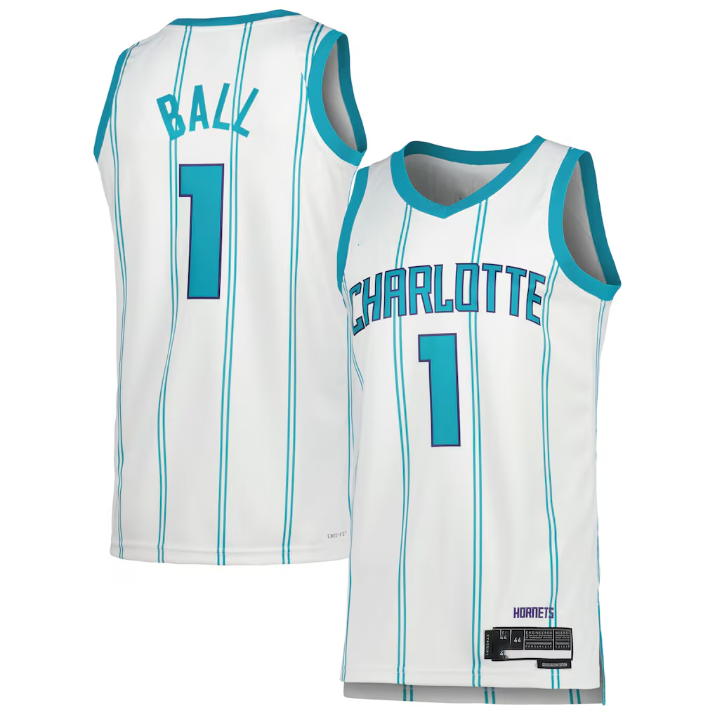 tocy C.Hornets #1 LaMelo Ball  White Swingman Jerseys - Association Edition