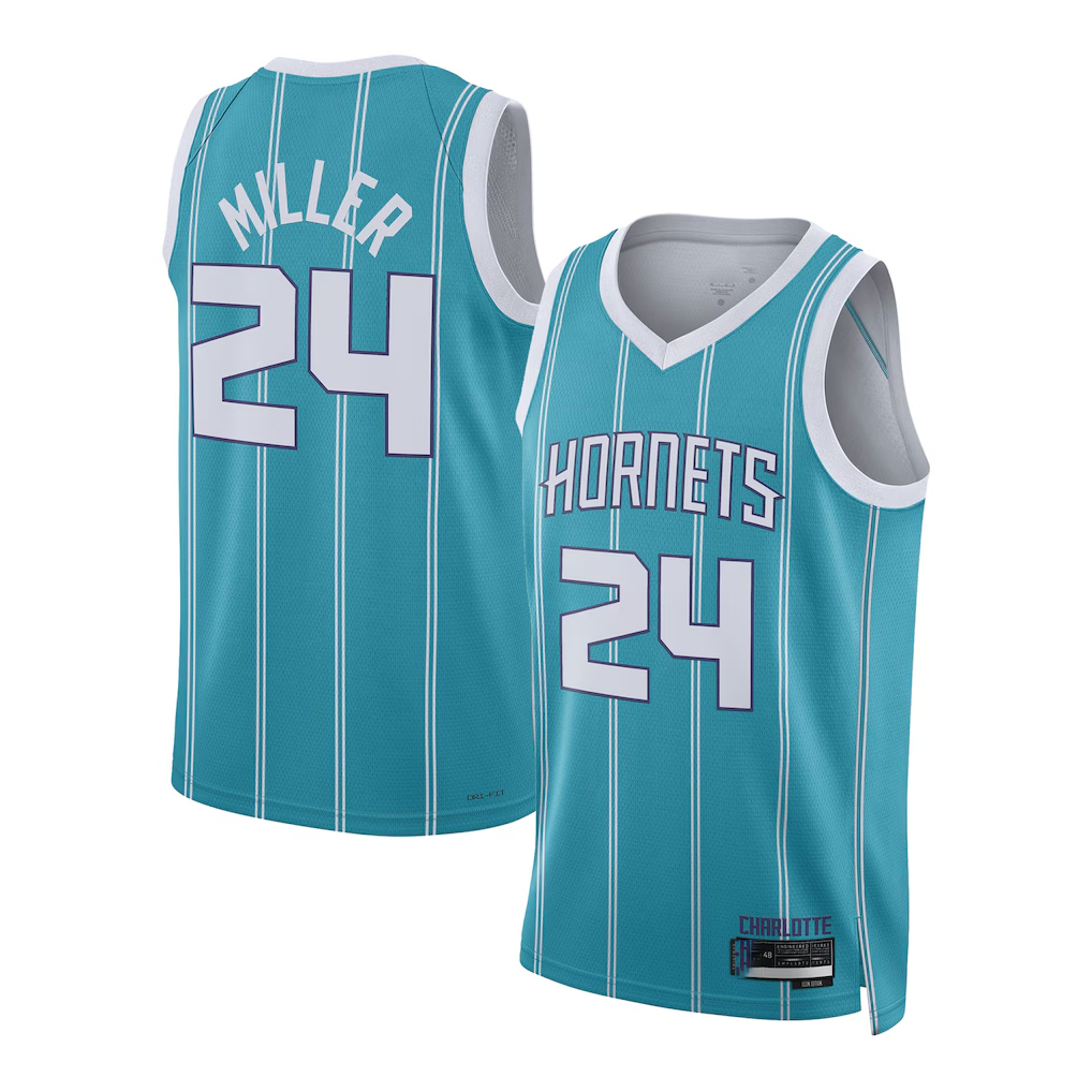 tocy C.Hornets #24 Brandon Miller Teal Draft Swingman Jerseys - Icon Edition