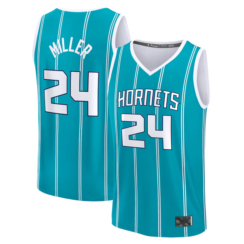 tocy C.Hornets #24 Brandon Miller  Teal Fast Break Replica Jerseys - Icon Edition