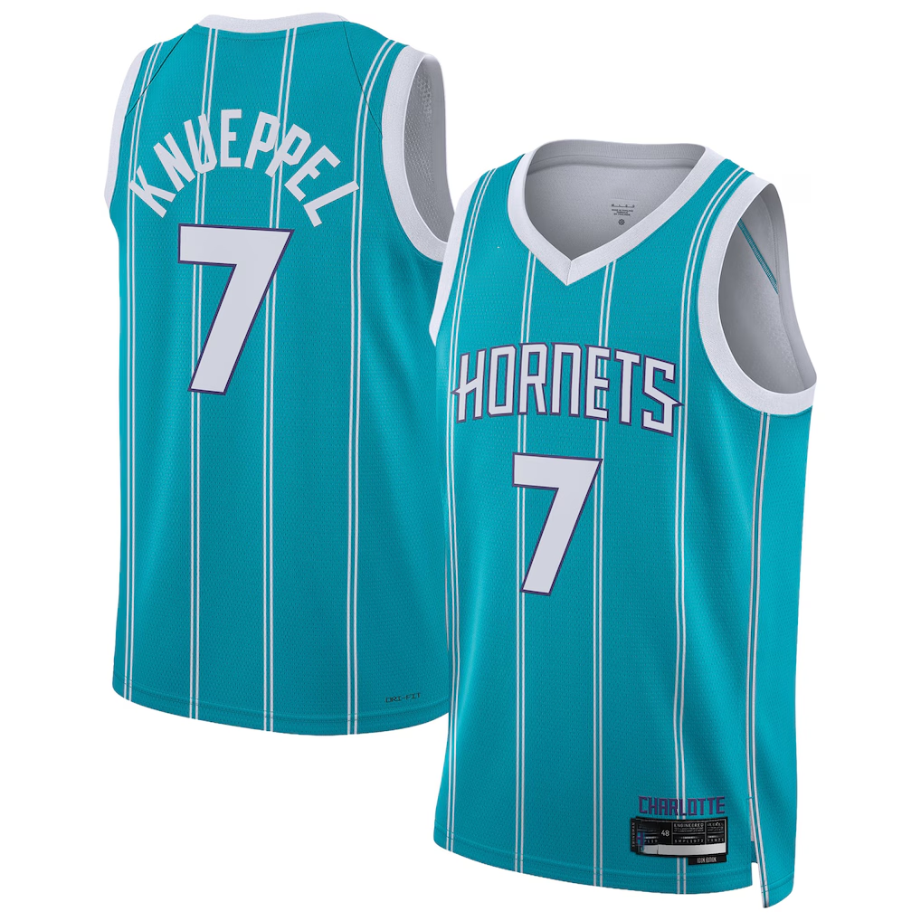 tocy C.Hornets #7 Kon Knueppel  Teal Swingman Jerseys - Icon Edition