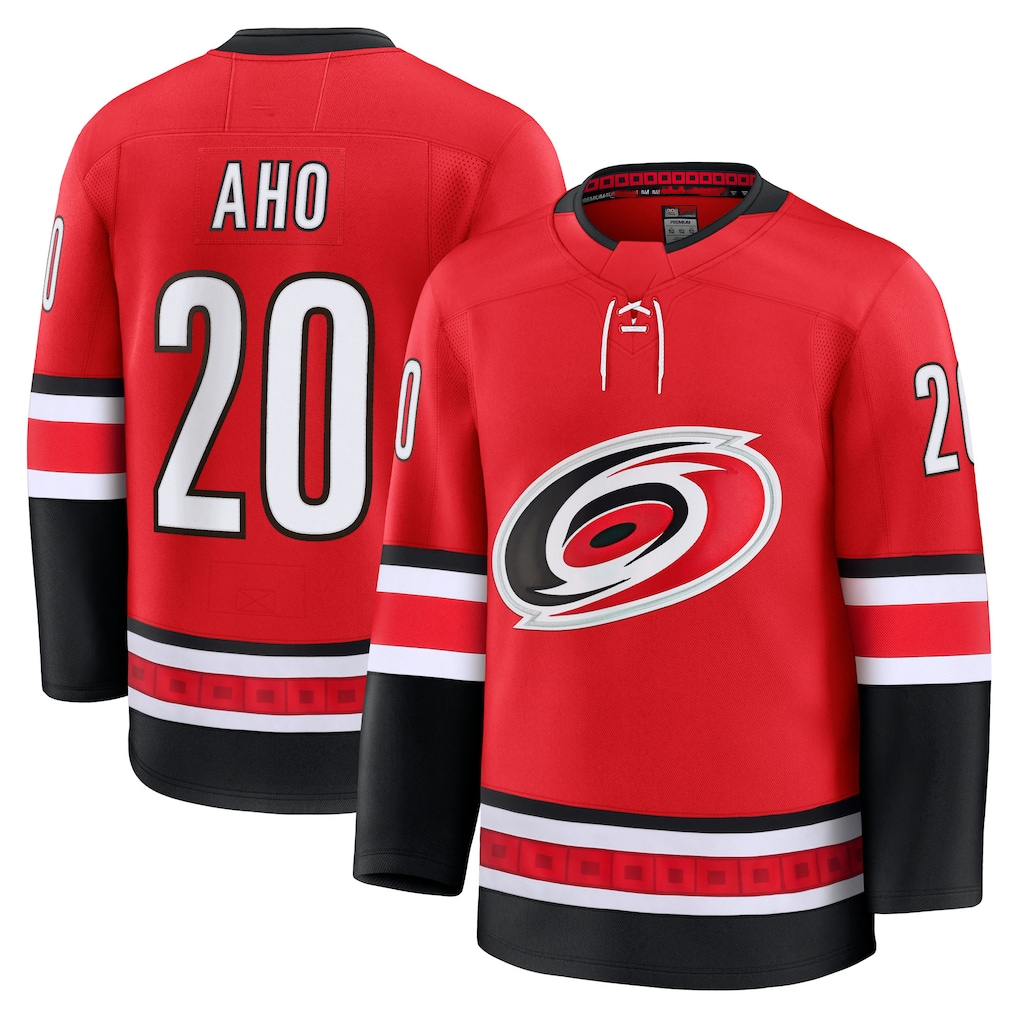 Tocy C.Hurricanes #20 Sebastian Aho Red Alternate Premium Stitched Jerseys