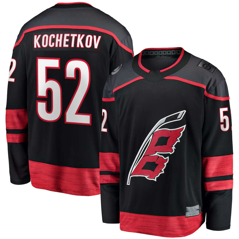 Tocy C.Hurricanes #52 Pyotr Kochetkov Black Home Premier Breakaway Player Stitched Jerseys