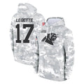 tocy C.Panthers #17 Xavier Legette Player Arctic Camo Salute to Service Pullover Hoodies Limited Game Stitched Jerseys