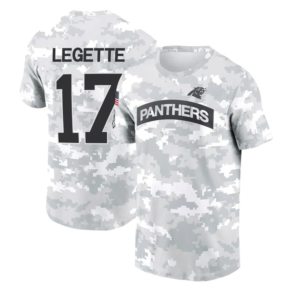 tocy C.Panthers #17 Xavier Legette Player Arctic Camo Salute to Service T-Shirt Hoodies Stitched Jerseys
