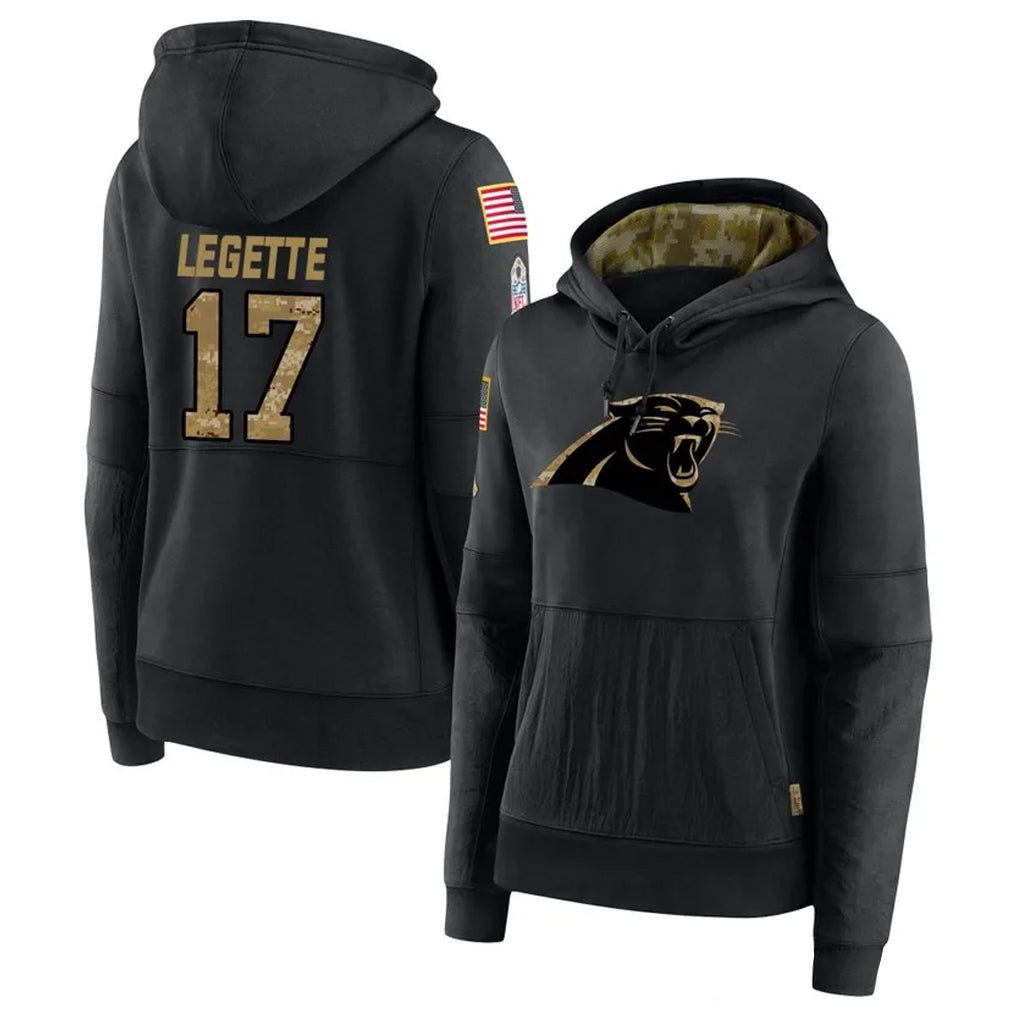 tocy C.Panthers #17 Xavier Legette Player Black Salute to Service HoodiesStitched  Jerseys