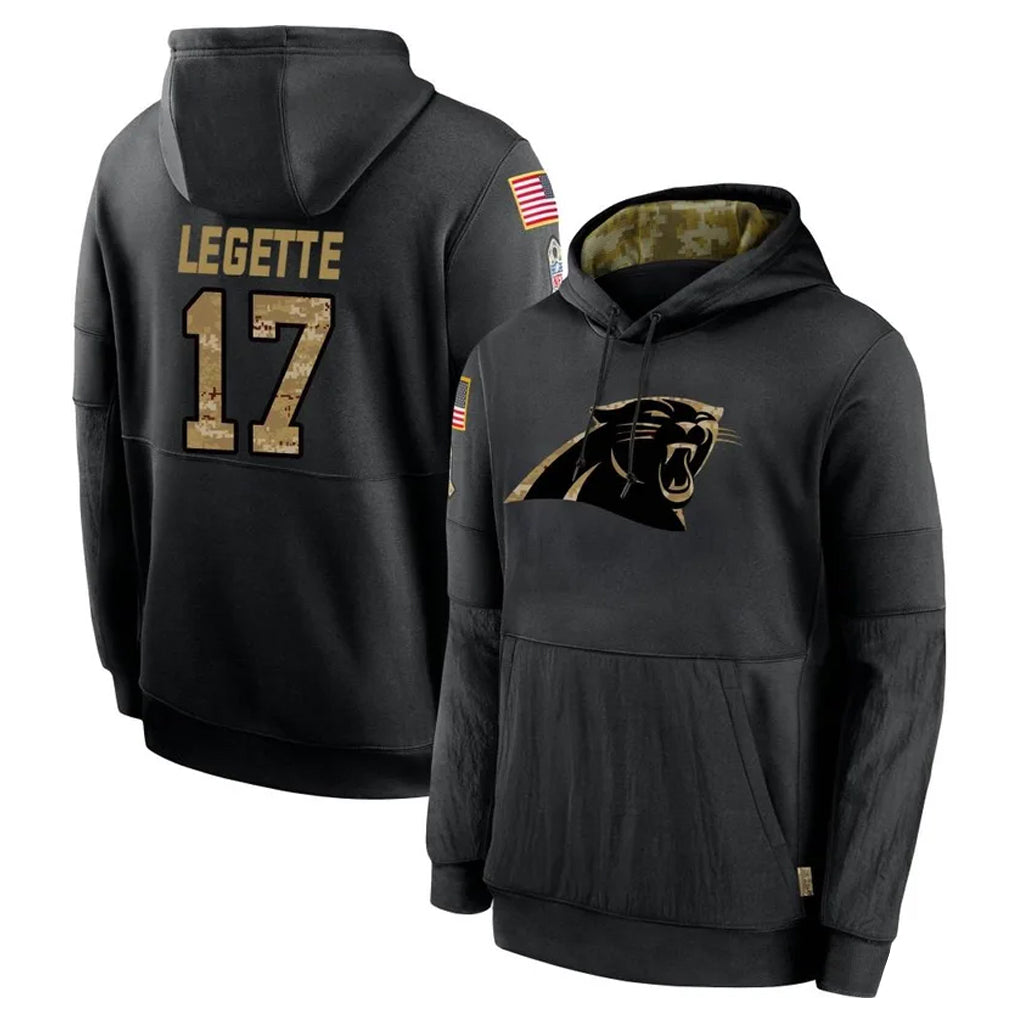 tocy C.Panthers #17 Xavier Legette Player Black Salute to Service Pullover Hoodies Limited Game Stitched Jerseys