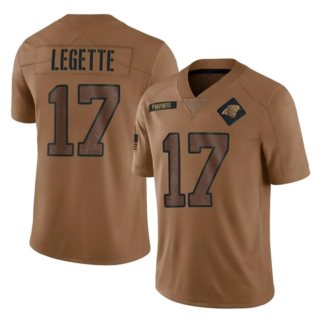 tocy C.Panthers #17 Xavier Legette Player Brown Salute to Service Limited Stitched Jerseys
