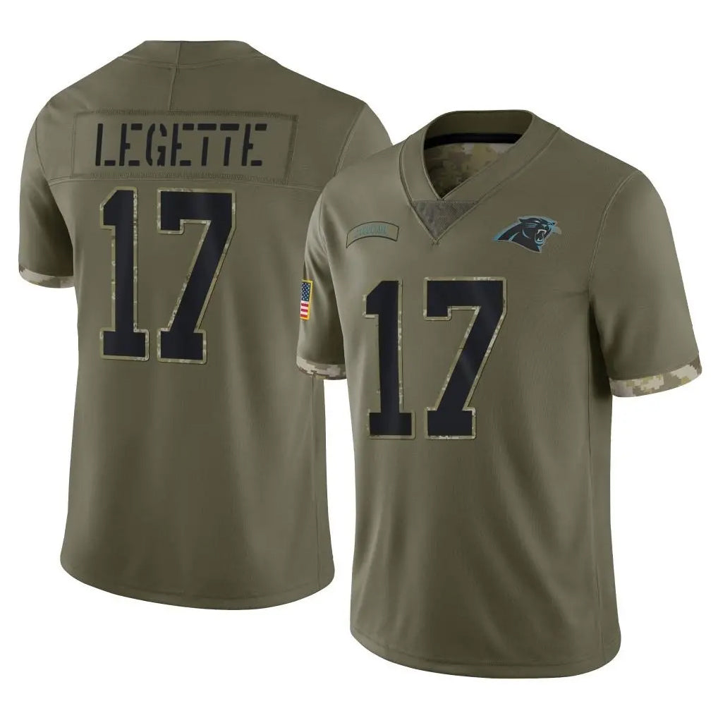 tocy C.Panthers #17 Xavier Legette Player Olive Salute to Service Game Stitched Jerseys