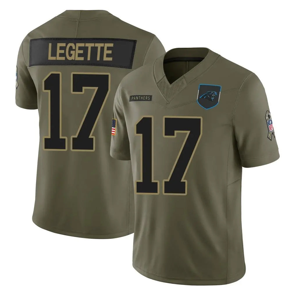 tocy C.Panthers #17 Xavier Legette Player Olive Salute to Service Limited Home Game Stitched Jerseys