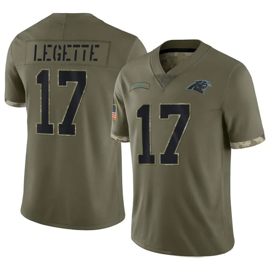 tocy C.Panthers #17 Xavier Legette Player Salute To Service Olive Stitched Jerseys