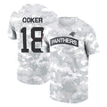 tocy C.Panthers #18 Jalen Coker Player Arctic Camo Salute to Service T-Shirt Hoodies Stitched Jerseys