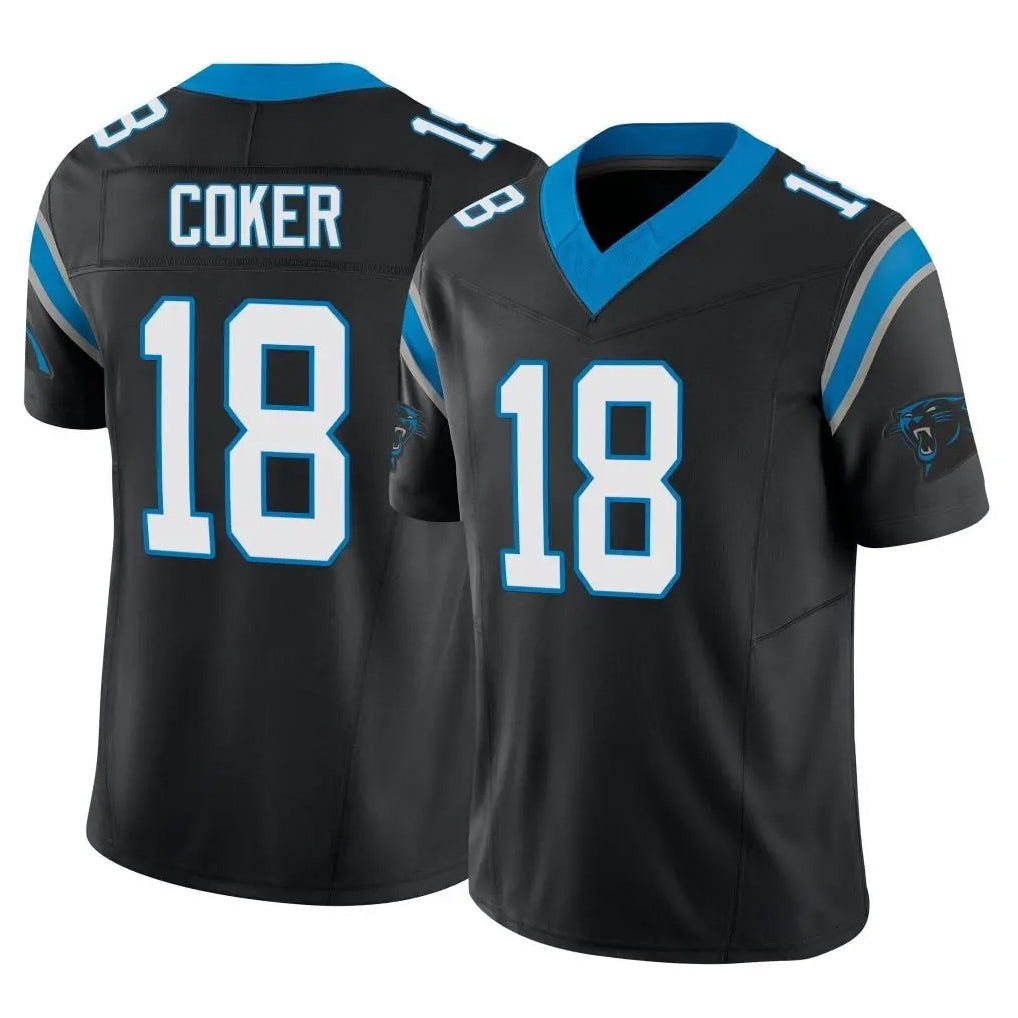 tocy C.Panthers #18 Jalen Coker Player Black Vapor F.U.S.E. Limited Home Game Stitched Jerseys