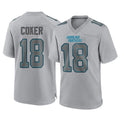 tocy C.Panthers #18 Jalen Coker Player Gray Atmosphere Fashion Game Stitched Jerseys