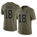 tocy C.Panthers #18 Jalen Coker Player Olive Salute to Service Game Stitched Jerseys