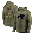 tocy C.Panthers #18 Jalen Coker Player Olive Salute to Service Hoodies Stitched Jerseys