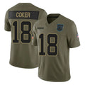 tocy C.Panthers #18 Jalen Coker Player Olive Salute to Service Limited Home Game Stitched Jerseys