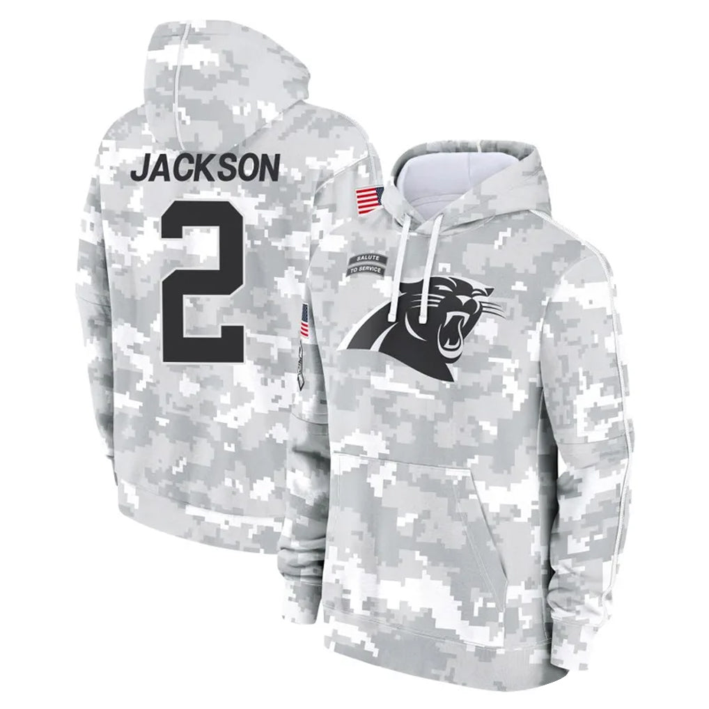 tocy C.Panthers #2 Michael Jackson Player Arctic Camo Salute to Service Pullover Hoodies Limited Game Stitched Jerseys