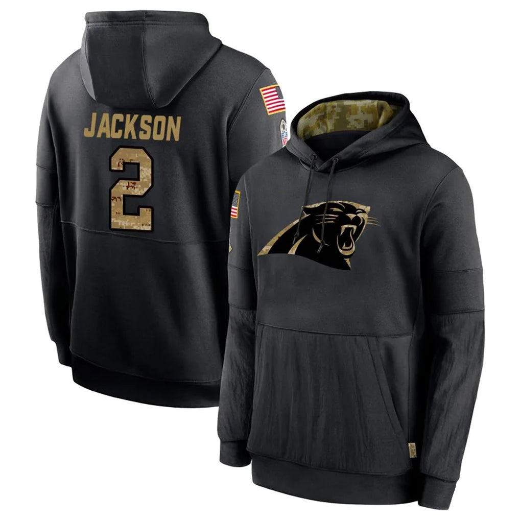 tocy C.Panthers #2 Michael Jackson Player Black Salute to Service Pullover Hoodies Limited Game Stitched Jerseys
