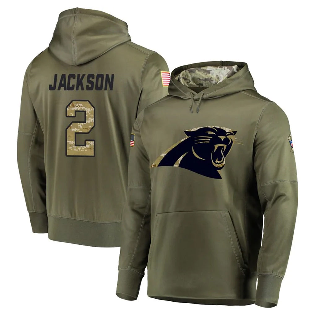 tocy C.Panthers #2 Michael Jackson Player Olive Salute to Service Hoodies Stitched Jerseys