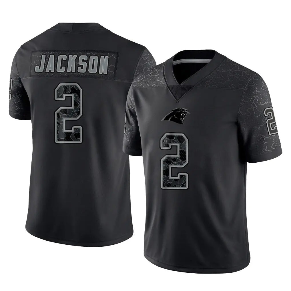 tocy C.Panthers #2 Mike Jackson Player Black Limited Reflective Game Stitched Jerseys