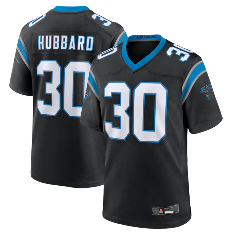 tocy C.Panthers #30 Chuba Hubbard Player Black Team Game Stitched Jerseys
