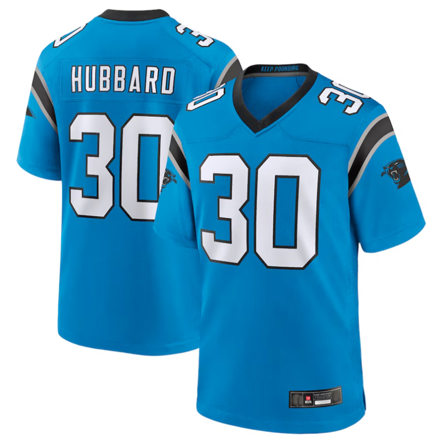 tocy C.Panthers #30 Chuba Hubbard Player Blue Game Stitched Jerseys