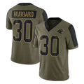 tocy C.Panthers #30 Chuba Hubbard Player Olive Salute to Service Limited Game Stitched Jerseys