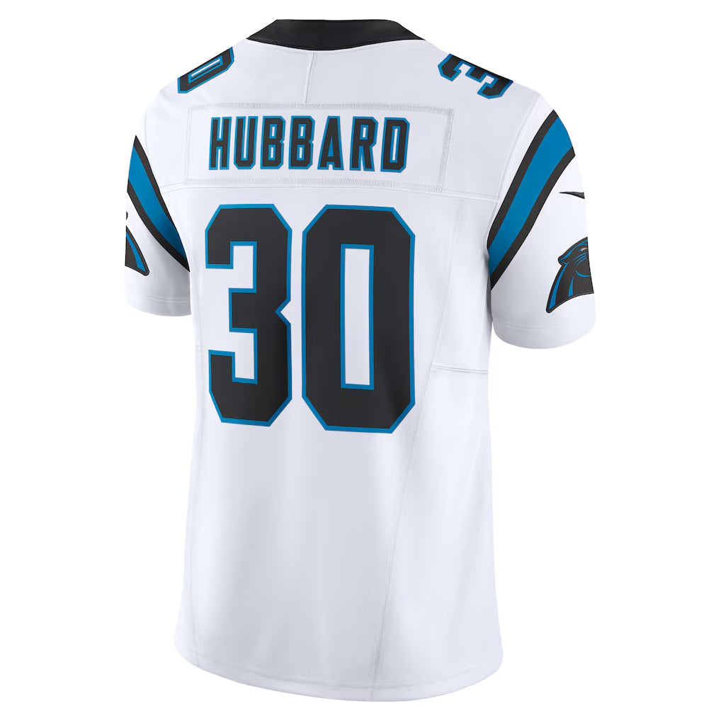 tocy C.Panthers #30 Chuba Hubbard Player White Vapor F.U.S.E. Limited Stitched Jerseys