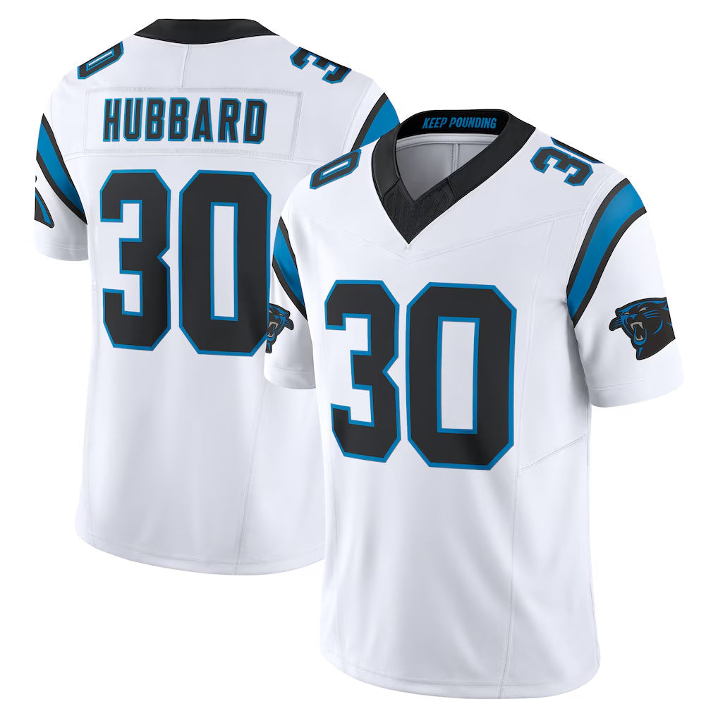 tocy C.Panthers #30 Chuba Hubbard Player White Vapor F.U.S.E. Limited Home Game Stitched Jerseys