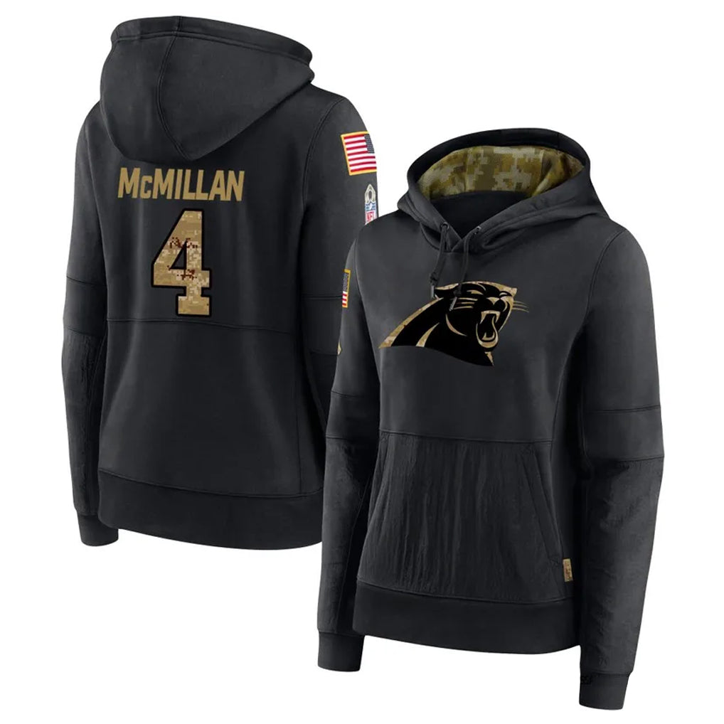 tocy C.Panthers #4 Tetairoa McMillan Player Black Salute to Service Hoodies Stitched Jerseys