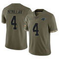 tocy C.Panthers #4 Tetairoa McMillan Player Olive Salute to Service Game Stitched Jerseys