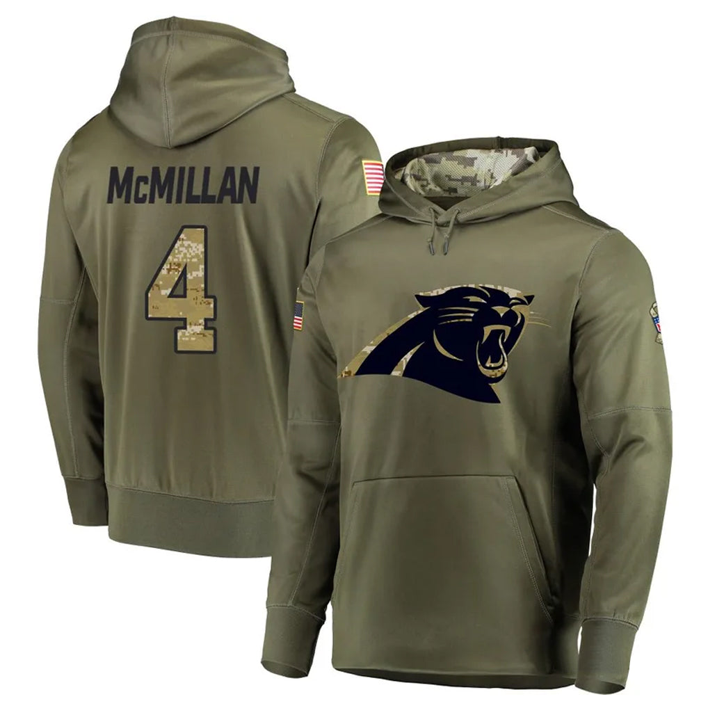 tocy C.Panthers #4 Tetairoa McMillan Player Olive Salute to Service Limited Hoodies Stitched Jerseys