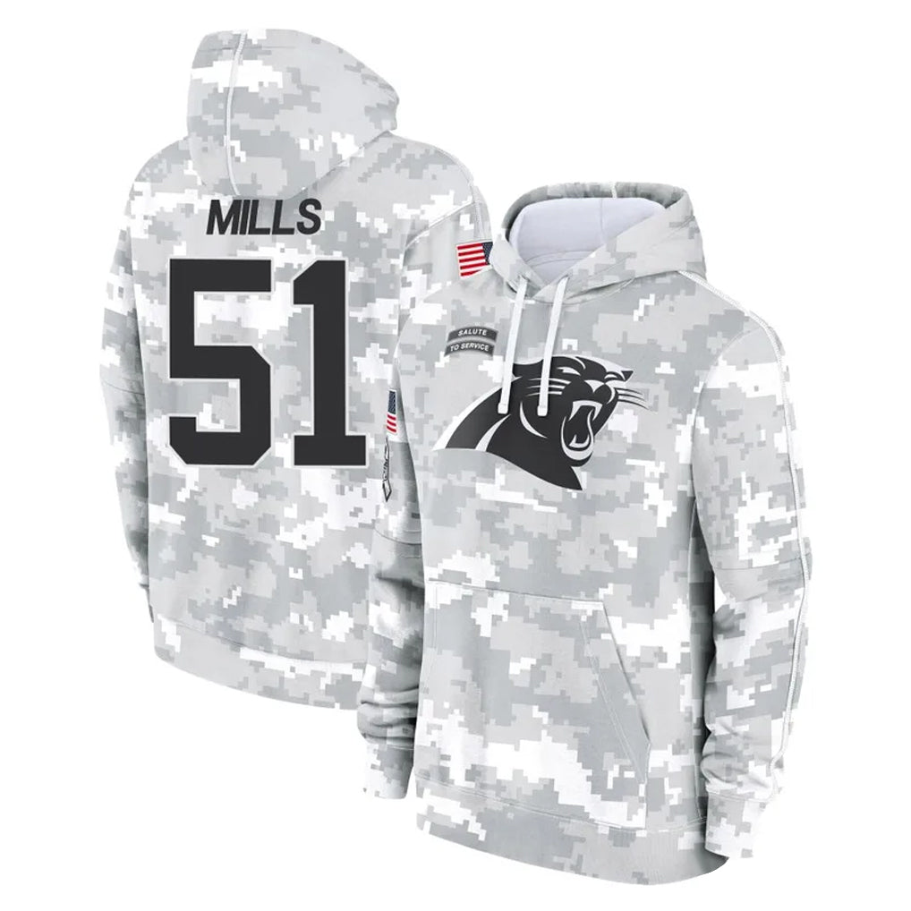 tocy C.Panthers #51 Sam Mills Player Arctic Camo Salute to Service Pullover Hoodies Limited Game Stitched Jerseys