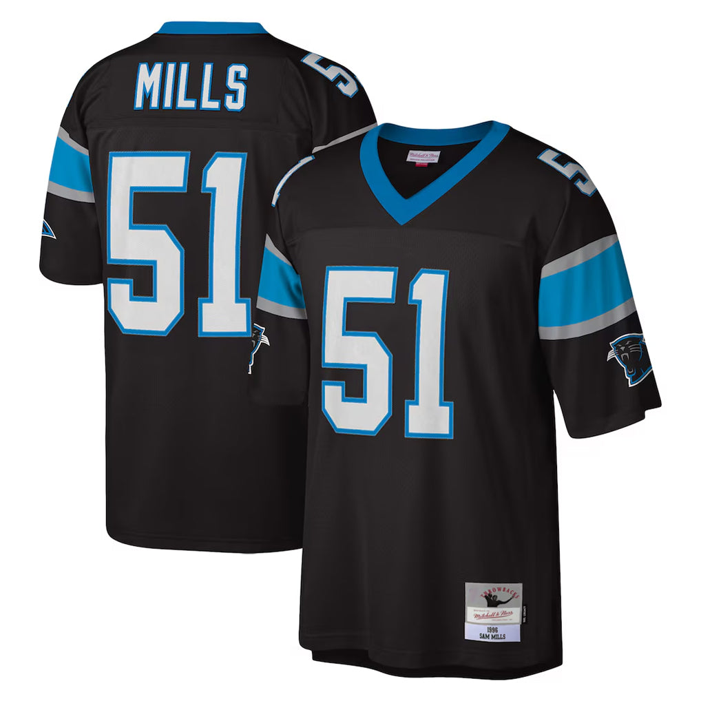 tocy C.Panthers #51 Sam Mills Player Black Mitchell & Ness Legacy Replica Stitched Jerseys