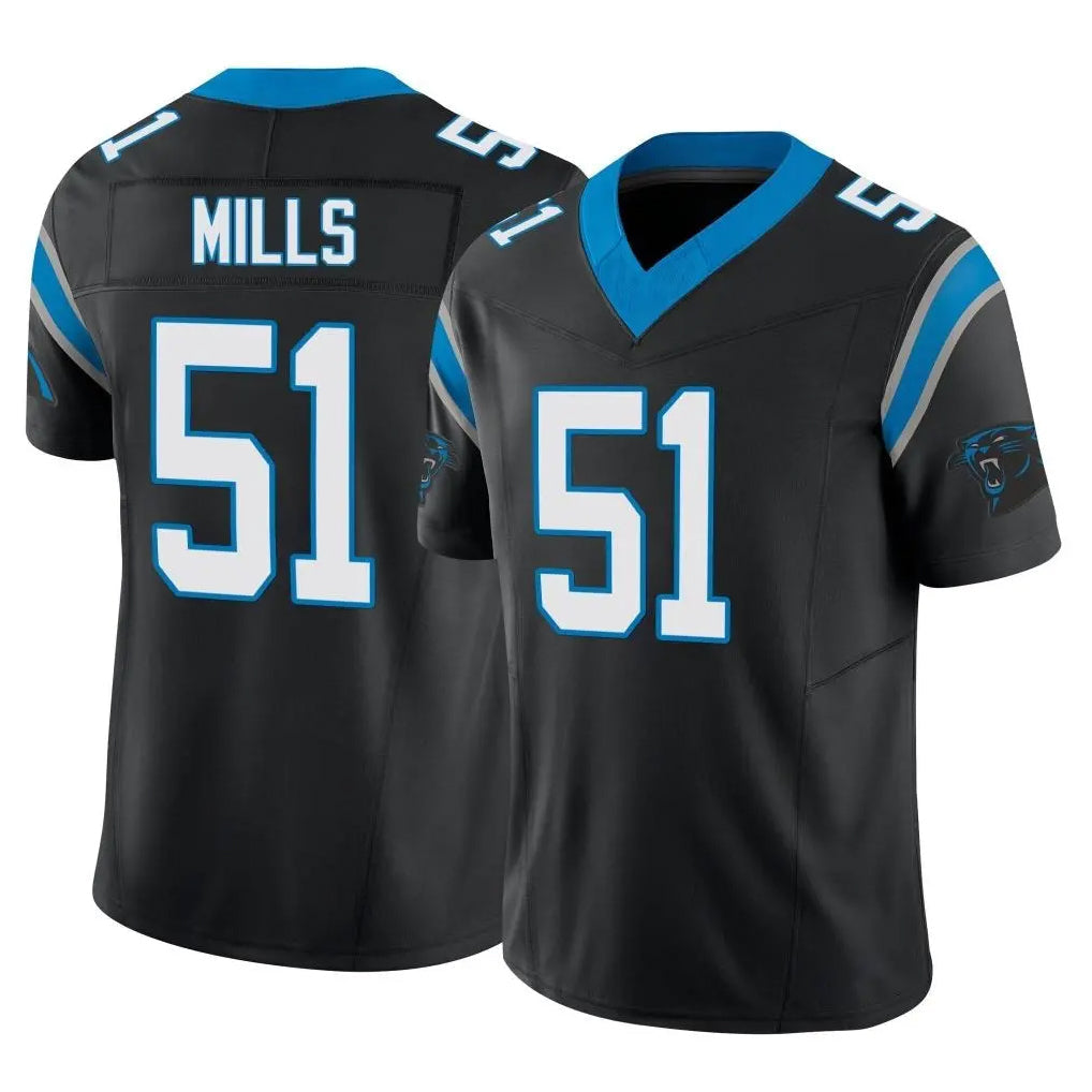 tocy C.Panthers #51 Sam Mills Player Black Vapor F.U.S.E. Limited Home Game Stitched Jerseys
