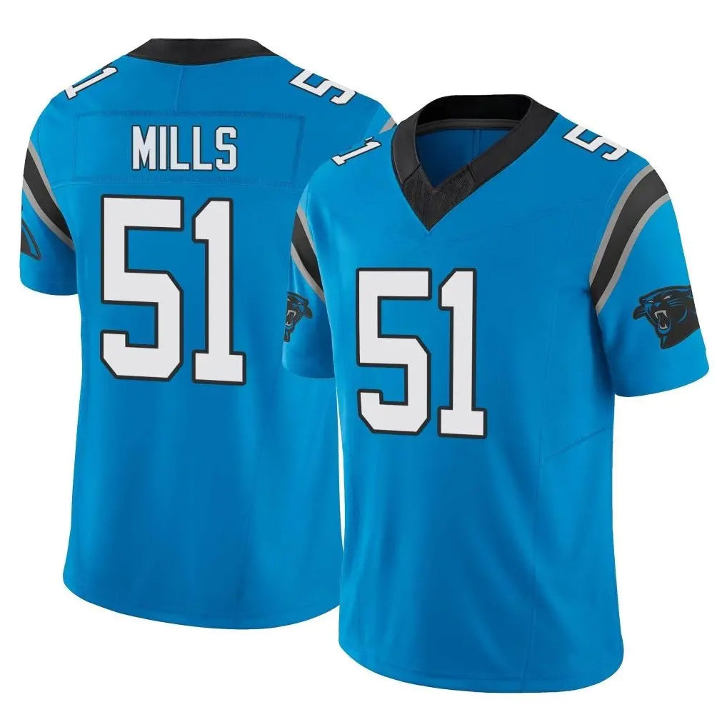 tocy C.Panthers #51 Sam Mills Player Blue Vapor F.U.S.E. Limited Home Game Stitched Jerseys