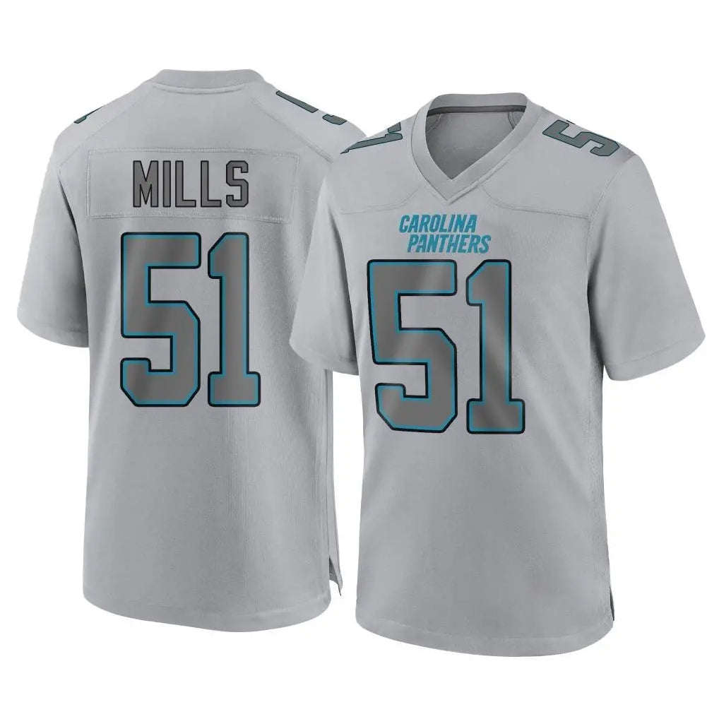 tocy C.Panthers #51 Sam Mills Player Gray Atmosphere Fashion Game Stitched Jerseys