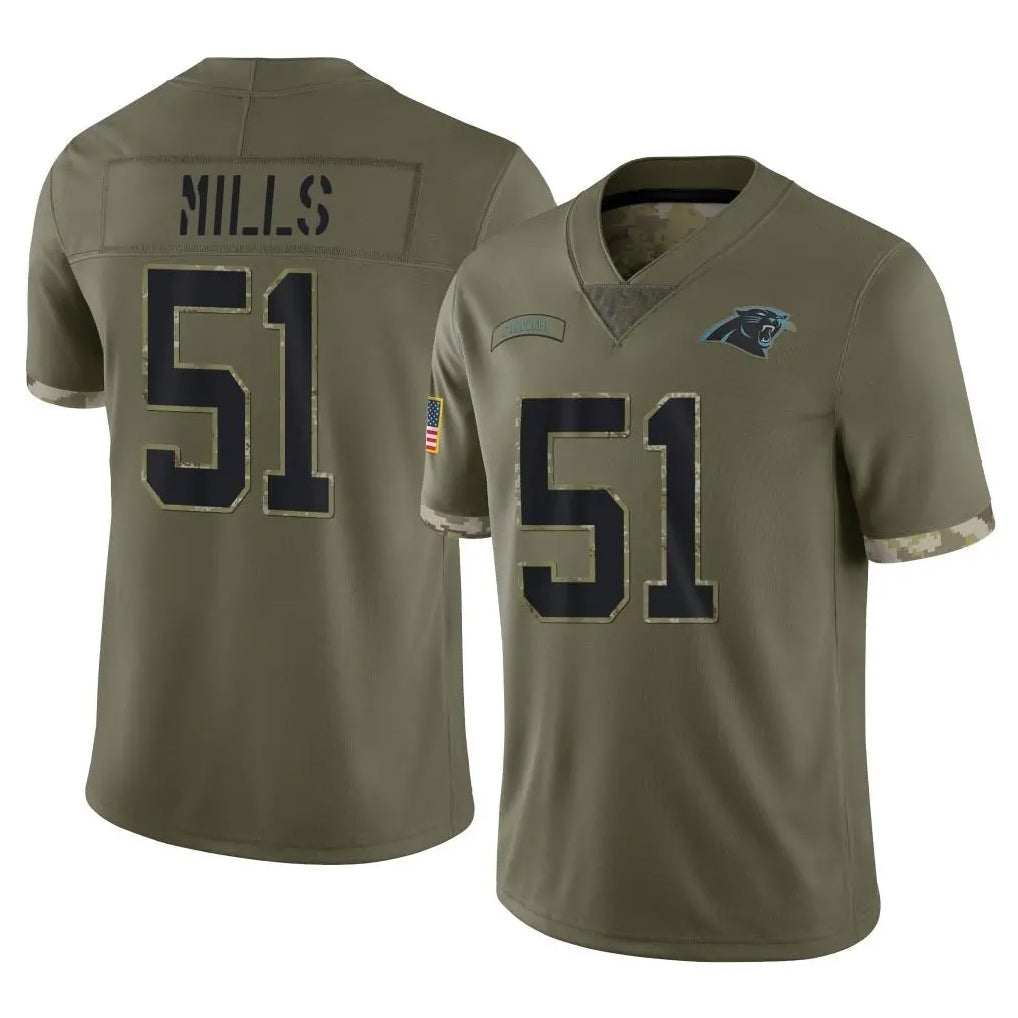 tocy C.Panthers #51 Sam Mills Player Olive Salute to Service Game Stitched Jerseys