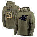 tocy C.Panthers #51 Sam Mills Player Olive Salute to Service Hoodies Stitched Jerseys