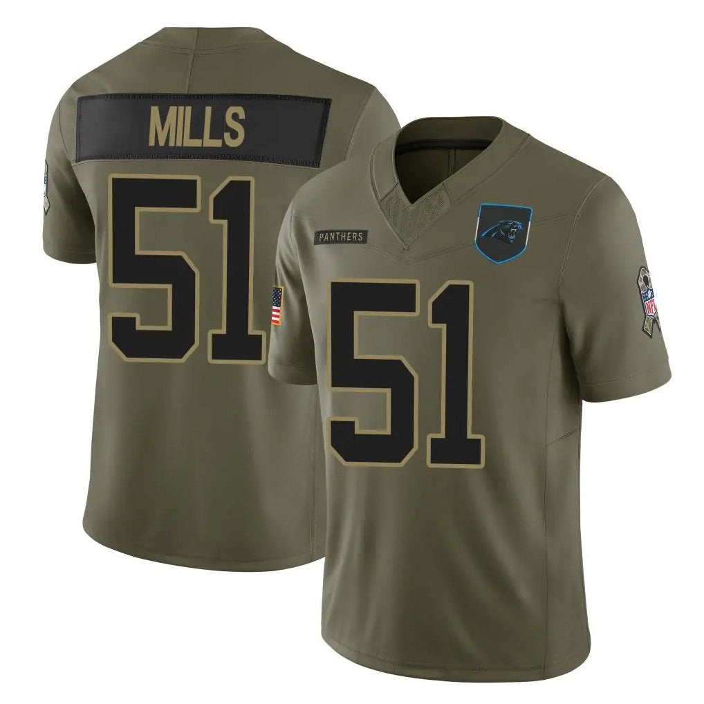 tocy C.Panthers #51 Sam Mills Player Olive Salute to Service Limited Home Game Stitched Jerseys