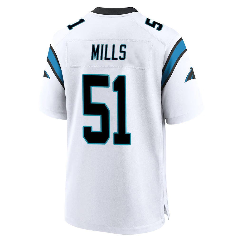 tocy C.Panthers #51 Sam Mills Player White Home Game Stitched Jerseys