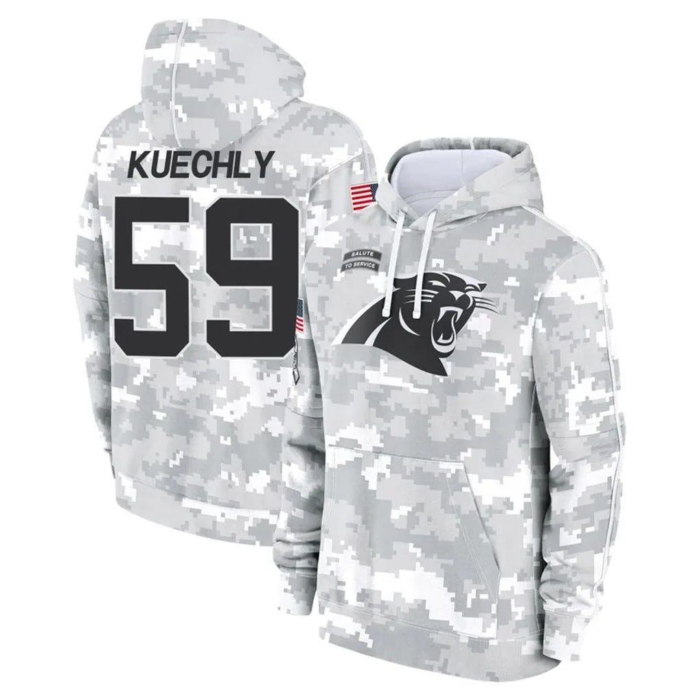 tocy C.Panthers #59 Luke Kuechly Player Arctic Camo Salute to Service Hoodies Stitched Jerseys